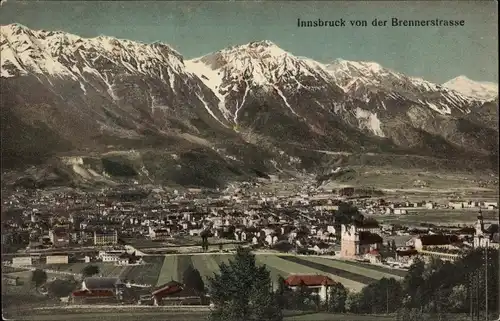 Ak Innsbruck in Tirol, Panorama, Blick von der Brennerstraße, Gebirge