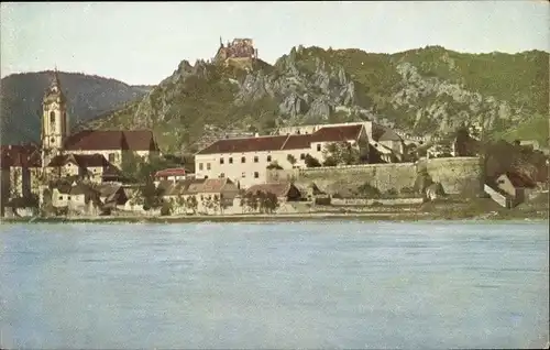 Ak Dürnstein an der Donau Wachau Niederösterreich, Teilansicht mit Burg St. Michael