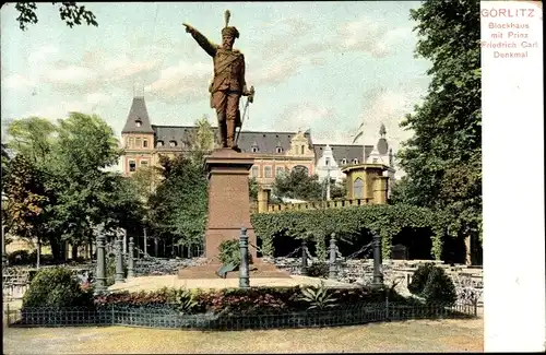 Ak Görlitz in der Lausitz, Blockhaus, Prinz Friedrich Carl Denkmal