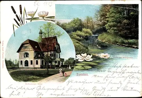 Ak Zwenkau in Sachsen, Blick auf Rothenburger Erker, Partie am Mühlgraben