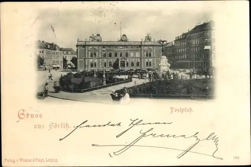 Ak Görlitz in der Lausitz, Blick auf den Postplatz