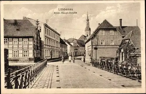 Ak Lübbenau im Spreewald, Städtische Hauptstraße, Brücke