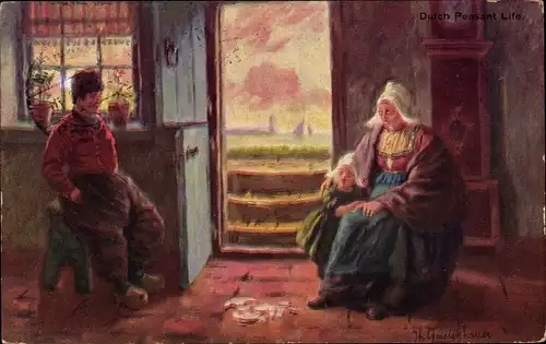 Künstler Ak Gerstenhauer, Johann Georg, niederländisches Motiv, Paar in Tracht, Dutch Peasant Life