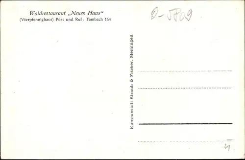 Ak Tambach Dietharz im Thüringer Wald, Waldrestaurant Neues Haus, Vierpfennighaus, Schlagbaum