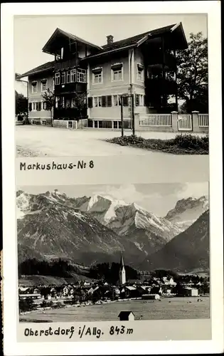 Ak Oberstdorf im Oberallgäu, Panorama vom Ort, Markushaus No 8