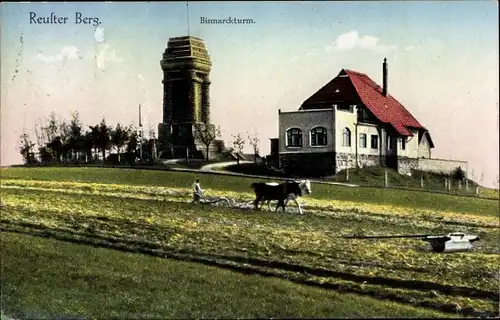 Ak Reust Rückersdorf in Thüringen, Reuster Berg, Bismarckturm