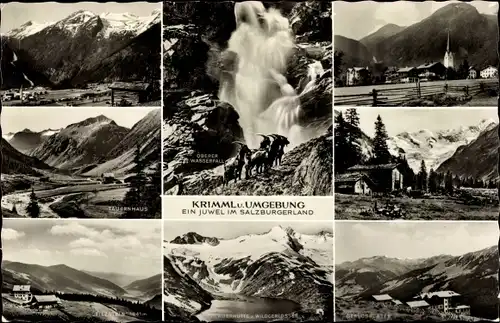 Ak Krimml in Salzburg, Umgebung, Tauernhaus, Oberer Wasserfall, Zittauerhütte
