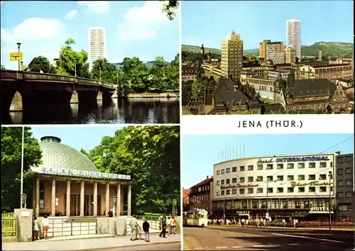 Ak Jena in Thüringen, Universitäts-Hochhaus, VEB Carl Zeiss, Zeiss Planetarium, Hotel International