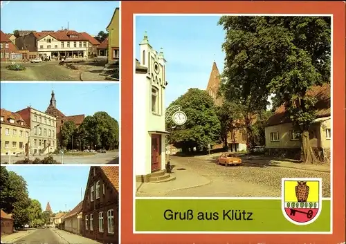 Ak Klütz in Mecklenburg, Markt, Wismarsche Straße, Wappen