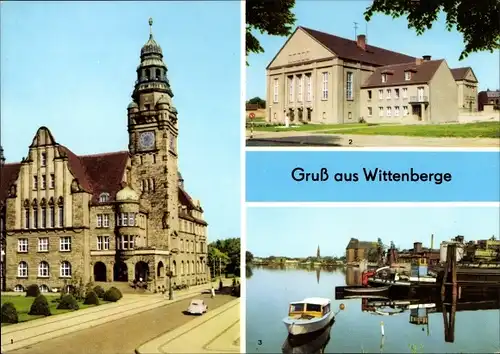 Ak Wittenberge an der Elbe Prignitz, Rathaus, Kulturhaus, Hafen