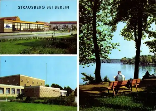 Ak Strausberg in der Mark, Kaufhalle in Strausberg Nord, Klub am See, Am Straus-See