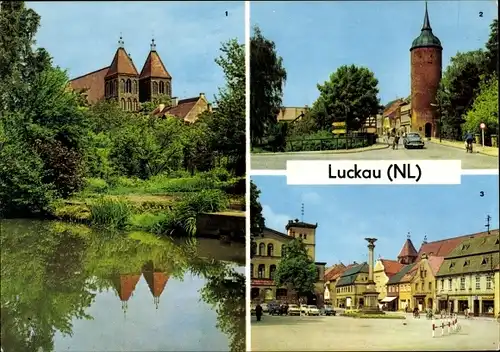 Ak Luckau in der Niederlausitz, Dom, Roter Turm, Am Markt