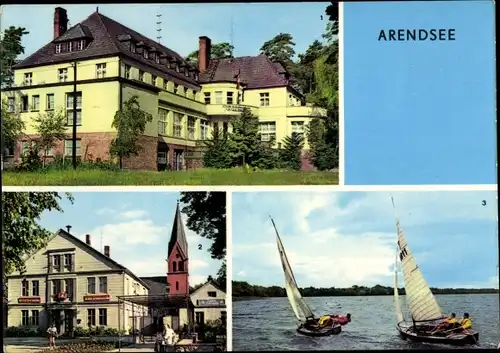 Ak Arendsee in der Altmark, FDGB-Erholungsheim Waldheim, Rathaus, Der Arendsee, Segelboote