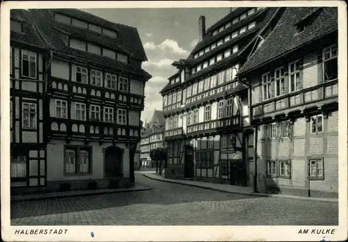 Ak Halberstadt am Harz, Am Kulke, Fachwerkhäuser