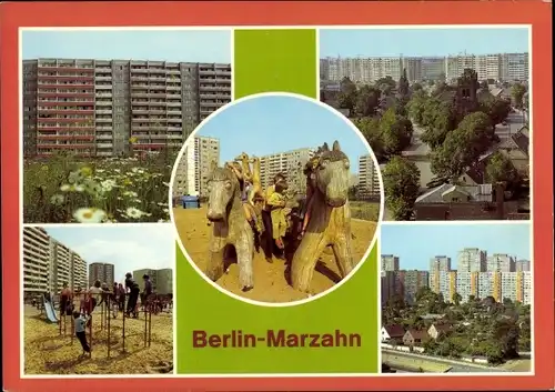 Ak Berlin Marzahn, Hochhäuser, Spielplatz, Kelttergerüst, Wohnsiedlung