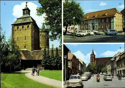 Ak Bernau bei Berlin, Steintor und Hungerturm, Rathaus am Karl-Marx-Platz, Ernst-Thälmann-Straße