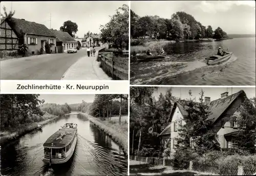 Ak Zechlinerhütte Stadt Rheinsberg in der Mark, Straßenpartie, See, Ausflugsschiff