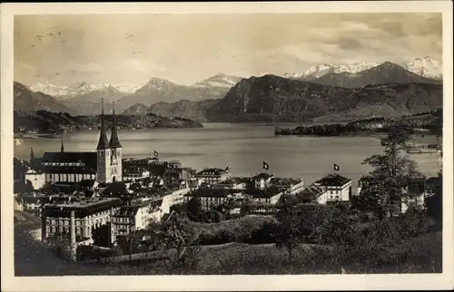 Ak Luzern Stadt Schweiz, Teilansicht vom Ort mit Alpen