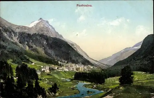 Ak Pontresina Kanton Graubünden Schweiz, Ort mit Umgebung