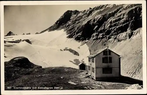 Ak Hinwil Kanton Zürich Schweiz, Bachtel Kulm, Claridenhütte mit Gemsfayren