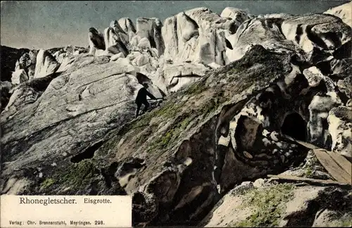 Ak Kt Wallis Schweiz, Rhonegletscher, Eisgrotte