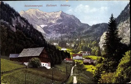 Ak Hallstatt im Salzkammergut Oberösterreich, Salzberg, Telansicht