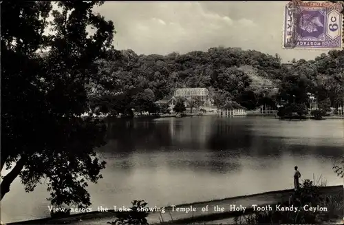 Ak Kandy Sri Lanka Ceylon, View across the Lake showing Temple of the Holy Tooth