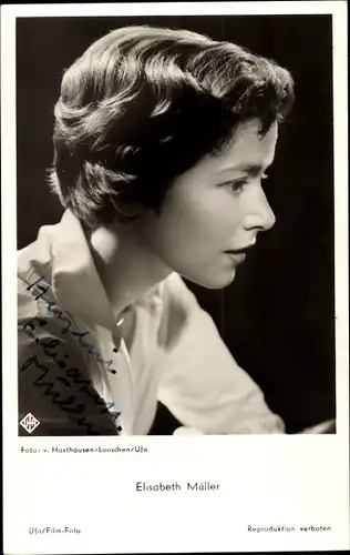 Ak Schauspielerin Elisabeth Müller, Seitenportrait, Autogramm