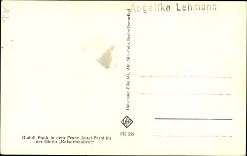 Ak Schauspieler Rudolf Prack, Ufa Film, Kaisermanöver, Portrait mit Zigarette, Autogramm