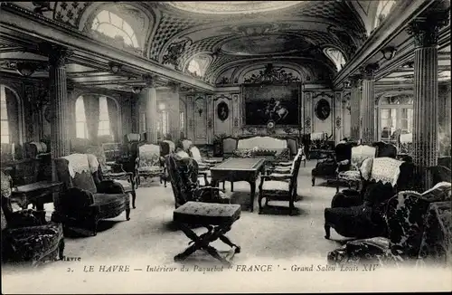 Ak Paquebot France, CGT, Grand Salon Louis XIV
