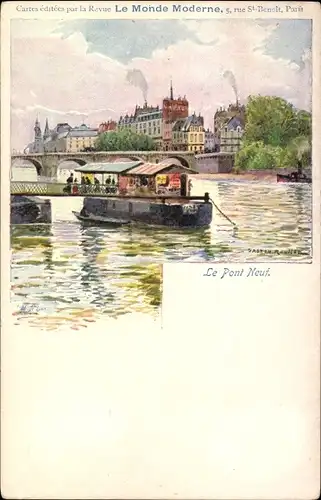 Künstler Litho Paris, Le Pont Neuf, Boot