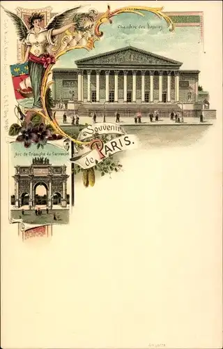 Litho Paris VIII., Arc de Triomphe, Chambre, Wappen