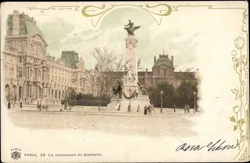 Ak Paris XX, Le Monument de Gambetta