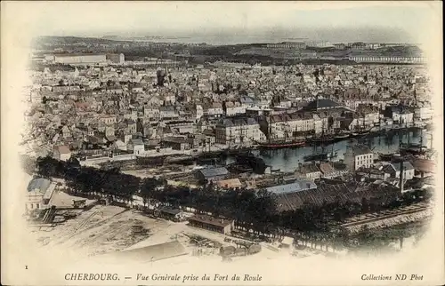 Ak Cherbourg Manche, Vue Generale prise du Fort du Roule