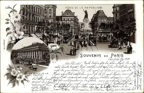 Litho Paris III, Place de la République, La Place de la Bourse
