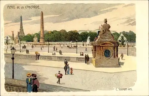 Künstler Litho Schmidt, Paris VIII, Place de la Concorde