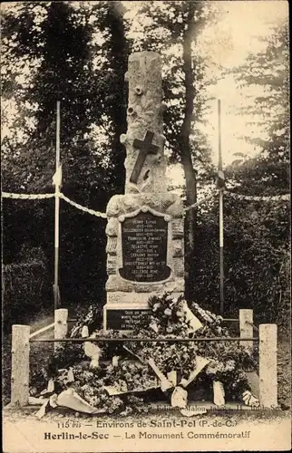 Ak Herlin le Sec Pas de Calais, Le Monument Commemoratif