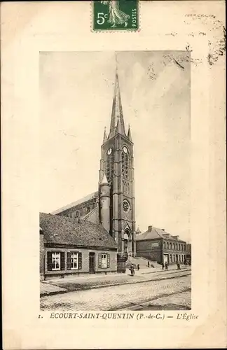 Ak Écourt Saint Quentin Pas de Calais, L'Eglise