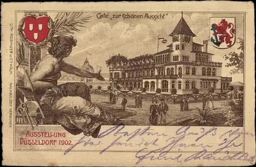 Wappen Litho Ausstellung Düsseldorf 1902, Cafe zur schönen Aussicht