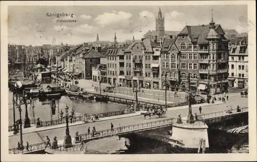 Ak Königsberg Ostpreußen, Blick auf die Holzbrücke