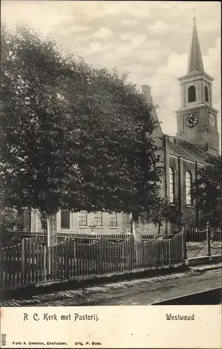 Ak Westwoud Nordholland, R. C. Kerk met Pastorij