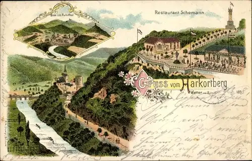 Litho Wetter an der Ruhr, Harkortberg, Restaurant Schemann