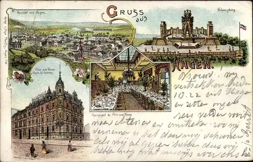 Litho Hagen in Westfalen, Panorama, Hohensyburg, Hotel