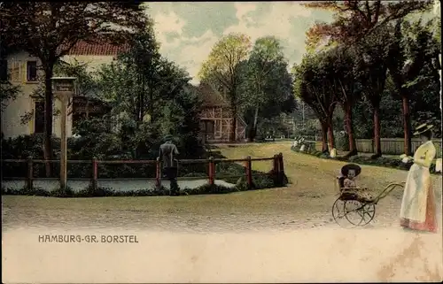 Ak Hamburg Groß Borstel, Straßenpartie