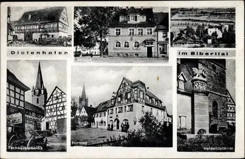 Ak Dietenhofen in Mittelfranken, Rathaus, Ruine Leonrod, Fachwerkhaus, Post, Heldendenkmal