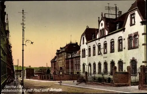 Ak Hartha in Sachsen, Wilhelmstraße, Post, Schule