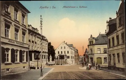 Ak Hartha in Sachsen, Albertstraße, Rathaus