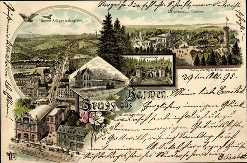 Litho Barmen Wuppertal, Anlagen und Bergbahn, Toelleturm