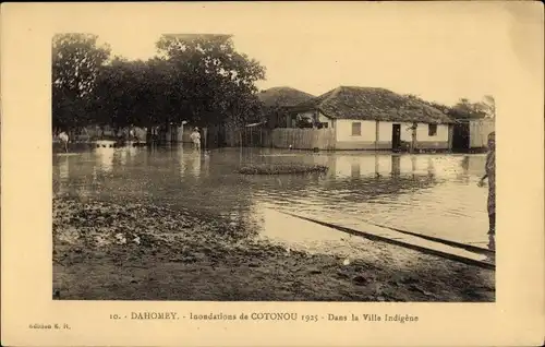 Ak Cotonou Dahomey Benin, Inondations du Cotonou 1925, Dans la Ville Indigene