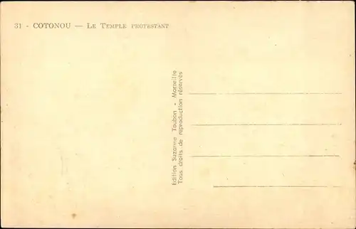 Ak Cotonou Dahomey Benin, Le Temple protestant